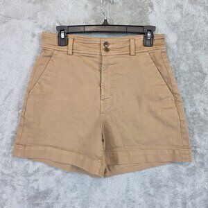 Everlane Shorts Womens 6 Beige High Rise Chino Twill Relaxed Casual Pockets